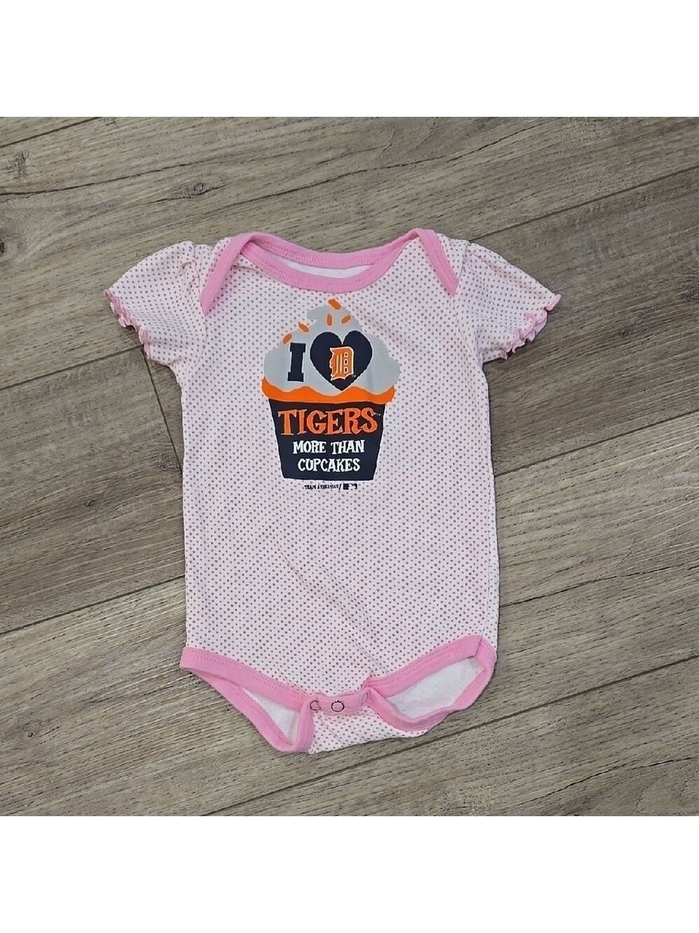 NWOT Piink Polka Dot Tigers Baby Onesie